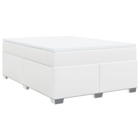 vidaXL Boxspringbett mit Matratze Weiß 140x200 cm Kunstleder