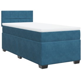 vidaXL Boxspringbett mit Matratze Dunkelblau 80x200 cm Samt