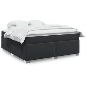 vidaXL Boxspringbett mit Matratze Schwarz 180x200 cm Kunstleder