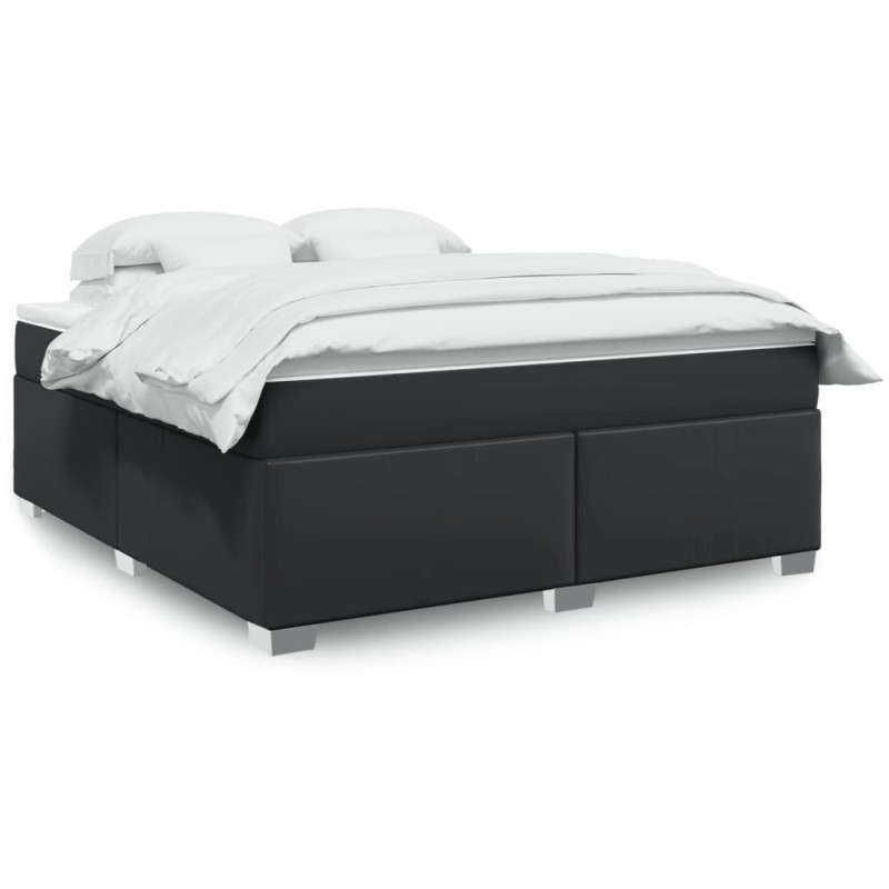 vidaXL Boxspringbett mit Matratze Schwarz 180x200 cm Kunstleder vidaXL Boxspringbett mit Matratze Schwarz 180x200 cm Kunstleder