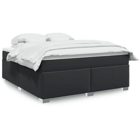 vidaXL Boxspringbett mit Matratze Schwarz 180x200 cm Kunstleder
