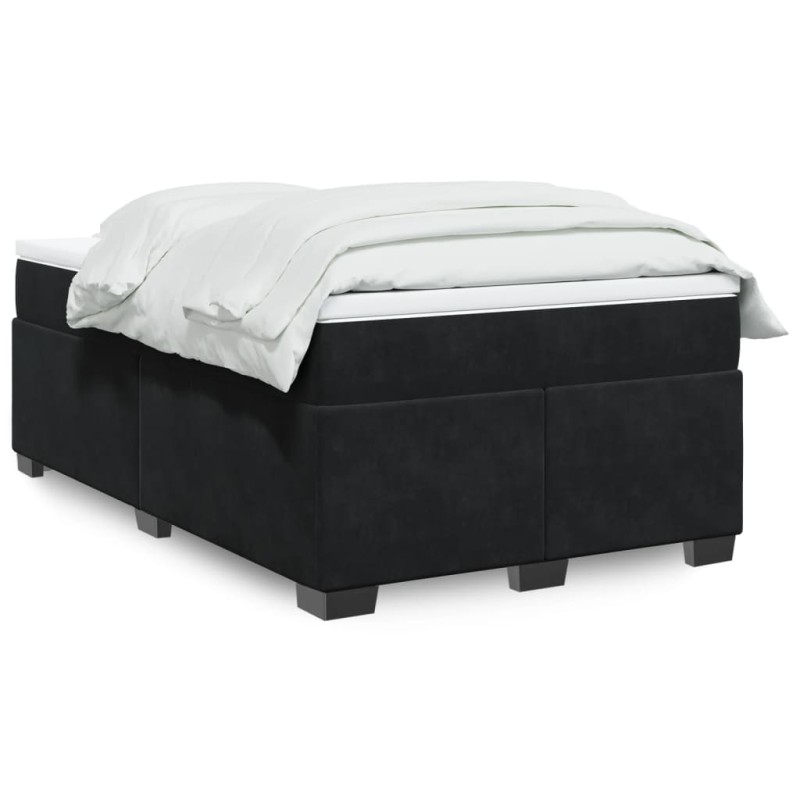 vidaXL Boxspringbett mit Matratze Schwarz 120x200 cm Samt vidaXL Boxspringbett mit Matratze Schwarz 120x200 cm Samt