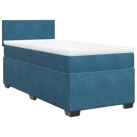 vidaXL Boxspringbett mit Matratze Dunkelblau 90x200 cm Samt