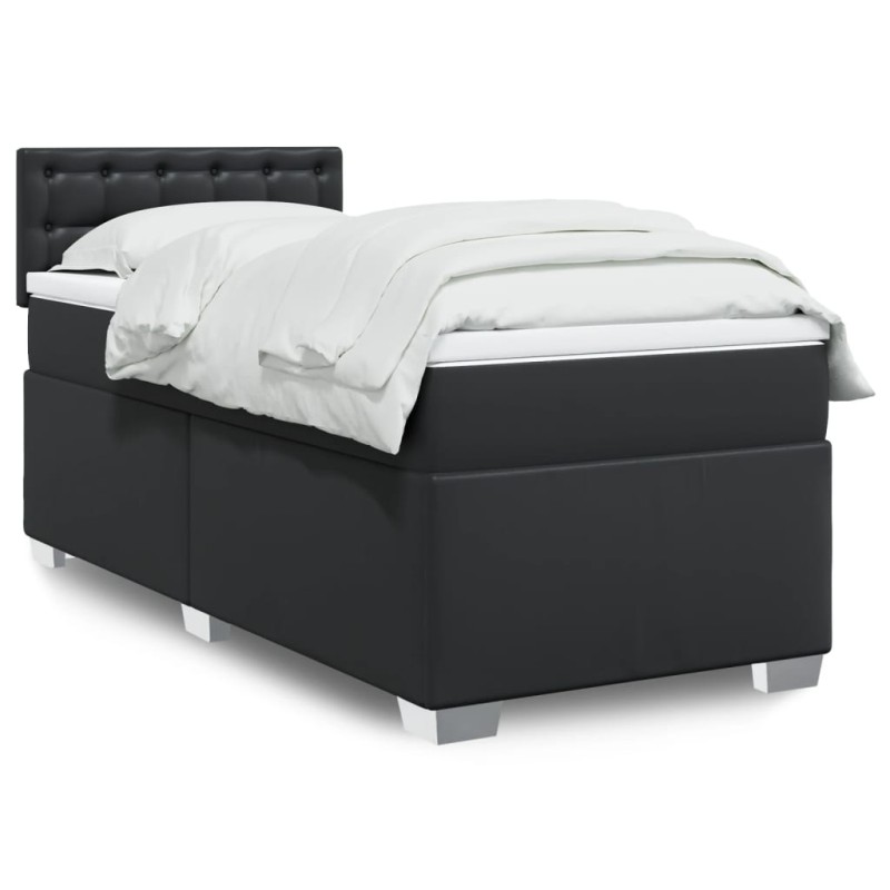 vidaXL Boxspringbett mit Matratze Schwarz 80x200 cm Kunstleder vidaXL Boxspringbett mit Matratze Schwarz 80x200 cm Kunstleder