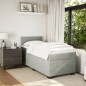 vidaXL Boxspringbett mit Matratze Hellgrau 100x200 cm Samt vidaXL Boxspringbett mit Matratze Hellgrau 100x200 cm Samt