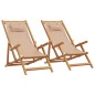 vidaXL Strandstühle 2 Stk. Klappbar Taupe Stoff und Massivholz vidaXL Strandstühle 2 Stk. Klappbar Taupe Stoff und Massivholz