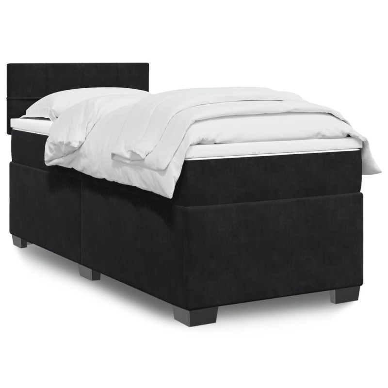 vidaXL Boxspringbett mit Matratze Schwarz 80x200 cm Samt vidaXL Boxspringbett mit Matratze Schwarz 80x200 cm Samt
