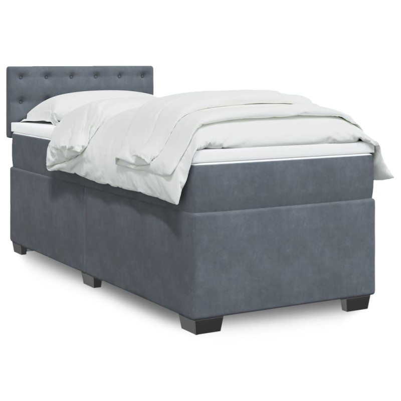 vidaXL Boxspringbett mit Matratze Dunkelgrau 90x190 cm Samt vidaXL Boxspringbett mit Matratze Dunkelgrau 90x190 cm Samt