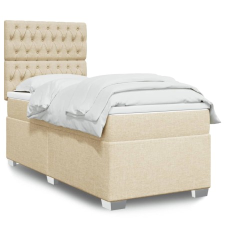 vidaXL Boxspringbett mit Matratze Creme 80x200 cm Stoff