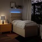 vidaXL Boxspringbett mit Matratze Creme 80x200 cm Stoff vidaXL Boxspringbett mit Matratze Creme 80x200 cm Stoff