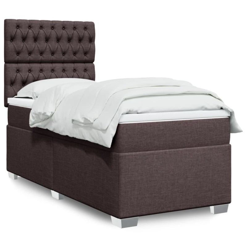 vidaXL Boxspringbett mit Matratze Dunkelbraun 80x200 cm Stoff vidaXL Boxspringbett mit Matratze Dunkelbraun 80x200 cm Stoff