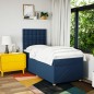 vidaXL Boxspringbett mit Matratze Blau 100x200 cm Stoff vidaXL Boxspringbett mit Matratze Blau 100x200 cm Stoff