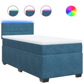 vidaXL Boxspringbett mit Matratze Blau 90x190 cm Samt