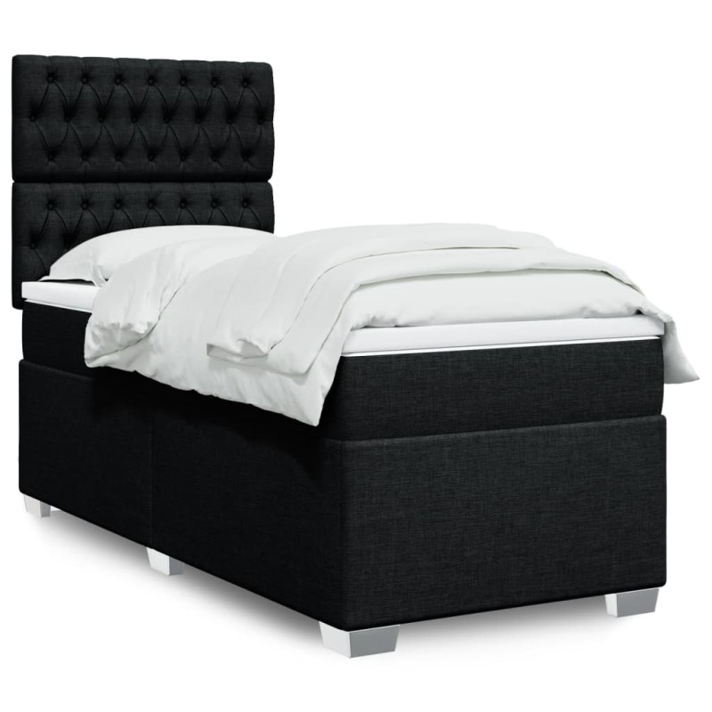 vidaXL Boxspringbett mit Matratze Schwarz 90x190 cm Stoff vidaXL Boxspringbett mit Matratze Schwarz 90x190 cm Stoff