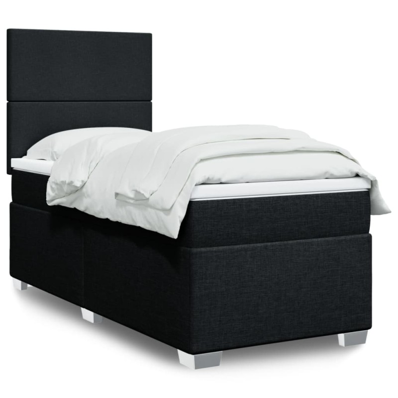 vidaXL Boxspringbett mit Matratze Schwarz 90x190 cm Stoff vidaXL Boxspringbett mit Matratze Schwarz 90x190 cm Stoff