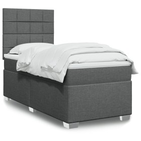 vidaXL Boxspringbett mit Matratze Dunkelgrau 90x190 cm Stoff