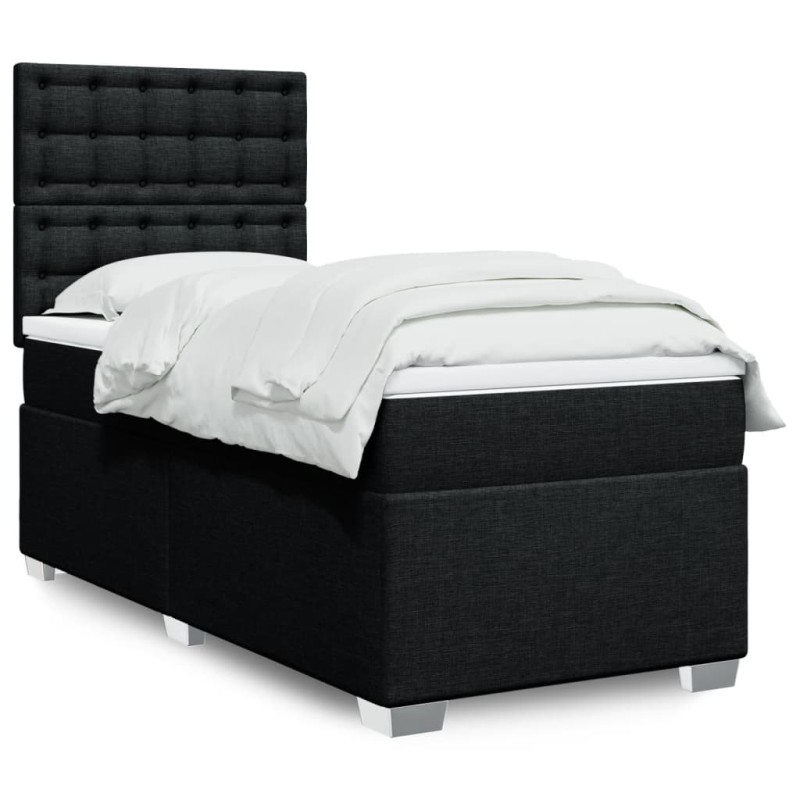 vidaXL Boxspringbett mit Matratze Schwarz 90x190 cm Stoff vidaXL Boxspringbett mit Matratze Schwarz 90x190 cm Stoff