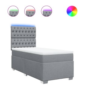 vidaXL Boxspringbett mit Matratze Hellgrau 90x200 cm Stoff