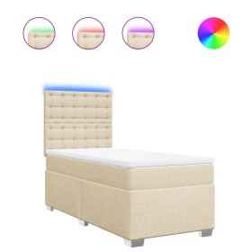 vidaXL Boxspringbett mit Matratze Creme 90x200 cm Stoff