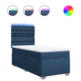 vidaXL Boxspringbett mit Matratze Blau 90x200 cm Stoff