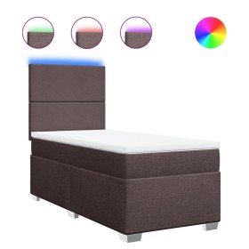 vidaXL Boxspringbett mit Matratze Dunkelbraun 90x200 cm Stoff
