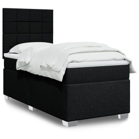 vidaXL Boxspringbett mit Matratze Schwarz 90x200 cm Stoff