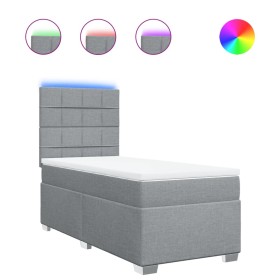 vidaXL Boxspringbett mit Matratze Hellgrau 90x200 cm Stoff