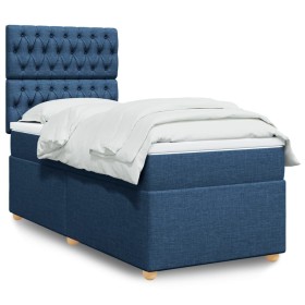 vidaXL Boxspringbett mit Matratze Blau 80x200 cm Stoff