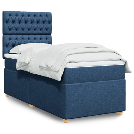 vidaXL Boxspringbett mit Matratze Blau 80x200 cm Stoff