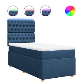 vidaXL Boxspringbett mit Matratze Blau 80x200 cm Stoff