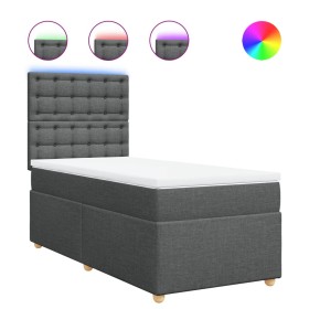 vidaXL Boxspringbett mit Matratze Dunkelgrau 80x200 cm Stoff