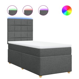 vidaXL Boxspringbett mit Matratze Dunkelgrau 90x190 cm Stoff