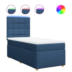 vidaXL Boxspringbett mit Matratze Blau 90x190 cm Stoff