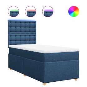 vidaXL Boxspringbett mit Matratze Blau 90x200 cm Stoff