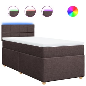 vidaXL Boxspringbett mit Matratze Dunkelbraun 90x200 cm Stoff