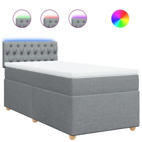 vidaXL Boxspringbett mit Matratze Hellgrau 100x200 cm Stoff