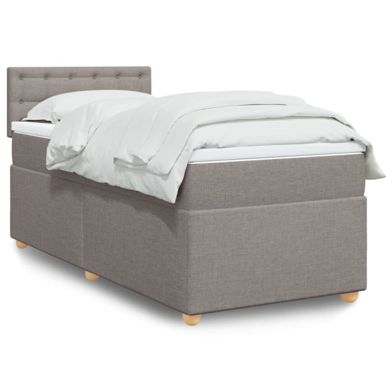 vidaXL Boxspringbett mit Matratze Taupe 100x200 cm Stoff vidaXL Boxspringbett mit Matratze Taupe 100x200 cm Stoff