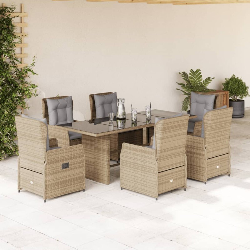 vidaXL 7-tlg. Garten-Essgruppe mit Kissen Beige Poly Rattan vidaXL 7-tlg. Garten-Essgruppe mit Kissen Beige Poly Rattan