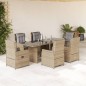vidaXL 7-tlg. Garten-Essgruppe mit Kissen Beige Poly Rattan vidaXL 7-tlg. Garten-Essgruppe mit Kissen Beige Poly Rattan