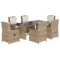 vidaXL 7-tlg. Garten-Essgruppe mit Kissen Beige Poly Rattan vidaXL 7-tlg. Garten-Essgruppe mit Kissen Beige Poly Rattan