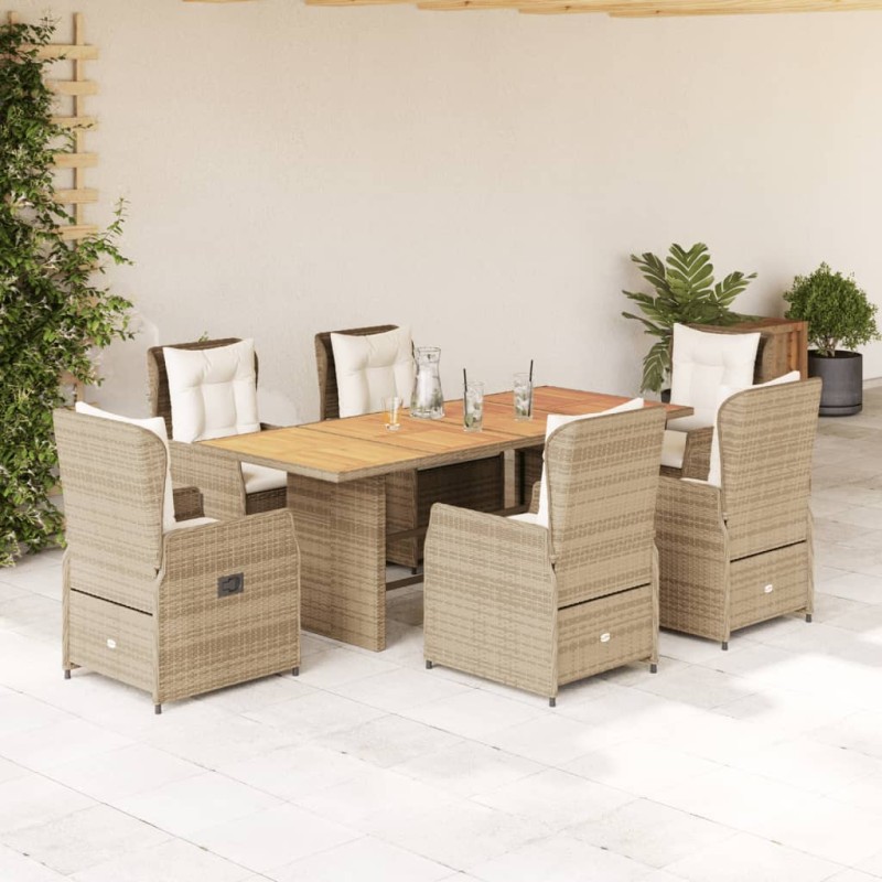 vidaXL 7-tlg. Garten-Essgruppe mit Kissen Beige Poly Rattan vidaXL 7-tlg. Garten-Essgruppe mit Kissen Beige Poly Rattan