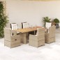 vidaXL 7-tlg. Garten-Essgruppe mit Kissen Beige Poly Rattan vidaXL 7-tlg. Garten-Essgruppe mit Kissen Beige Poly Rattan
