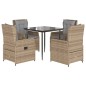 vidaXL 5-tlg. Garten-Essgruppe mit Kissen Beige Poly Rattan vidaXL 5-tlg. Garten-Essgruppe mit Kissen Beige Poly Rattan