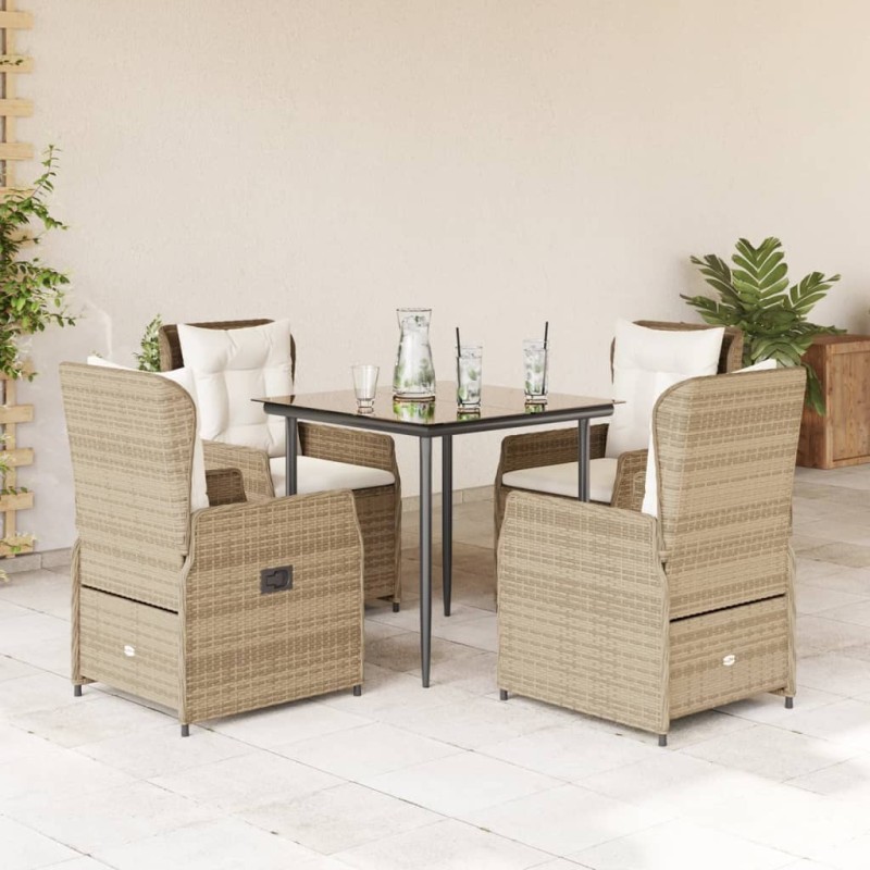 vidaXL 5-tlg. Garten-Essgruppe mit Kissen Beige Poly Rattan vidaXL 5-tlg. Garten-Essgruppe mit Kissen Beige Poly Rattan