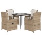 vidaXL 5-tlg. Garten-Essgruppe mit Kissen Beige Poly Rattan vidaXL 5-tlg. Garten-Essgruppe mit Kissen Beige Poly Rattan