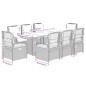 vidaXL 9-tlg. Garten-Essgruppe mit Kissen Grau Poly Rattan vidaXL 9-tlg. Garten-Essgruppe mit Kissen Grau Poly Rattan