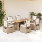 vidaXL 7-tlg. Garten-Essgruppe mit Kissen Beige Poly Rattan vidaXL 7-tlg. Garten-Essgruppe mit Kissen Beige Poly Rattan
