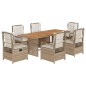 vidaXL 7-tlg. Garten-Essgruppe mit Kissen Beige Poly Rattan vidaXL 7-tlg. Garten-Essgruppe mit Kissen Beige Poly Rattan