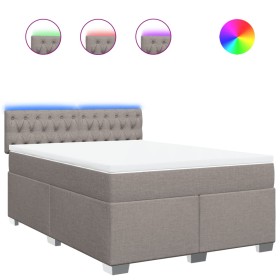 vidaXL Boxspringbett mit Matratze Taupe 140x190 cm Stoff