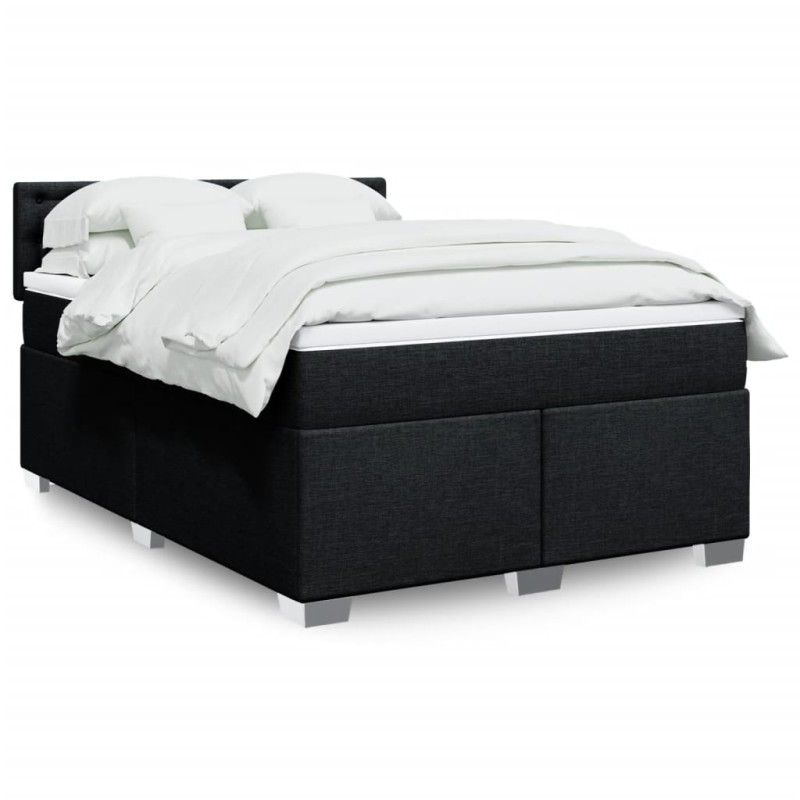 vidaXL Boxspringbett mit Matratze Schwarz 140x200 cm Stoff vidaXL Boxspringbett mit Matratze Schwarz 140x200 cm Stoff